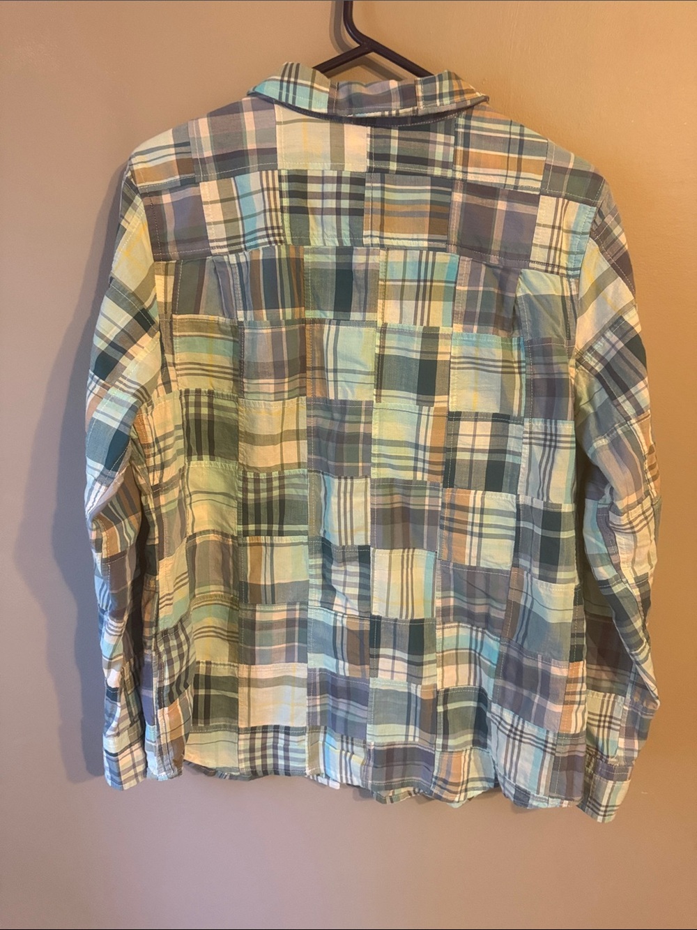 L. L. Bean Madras Patchwork Plaid Button Down Shirt.  Size large. - Picture 5 of 10